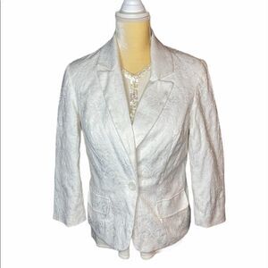 Donna Moore - White Embroidered Blazer Jacket - M